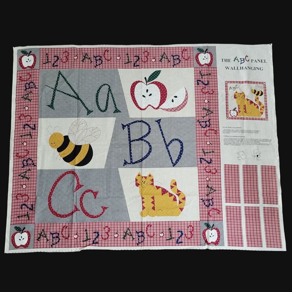 The ABC Panel Wallhanging Cotton Fabric Cut and Sew Panel Nursery Decor